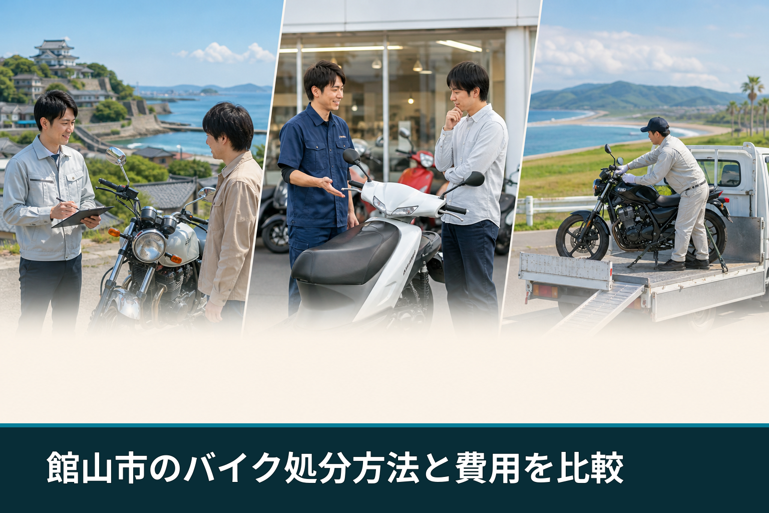 館山市のバイク処分方法と費用を比較