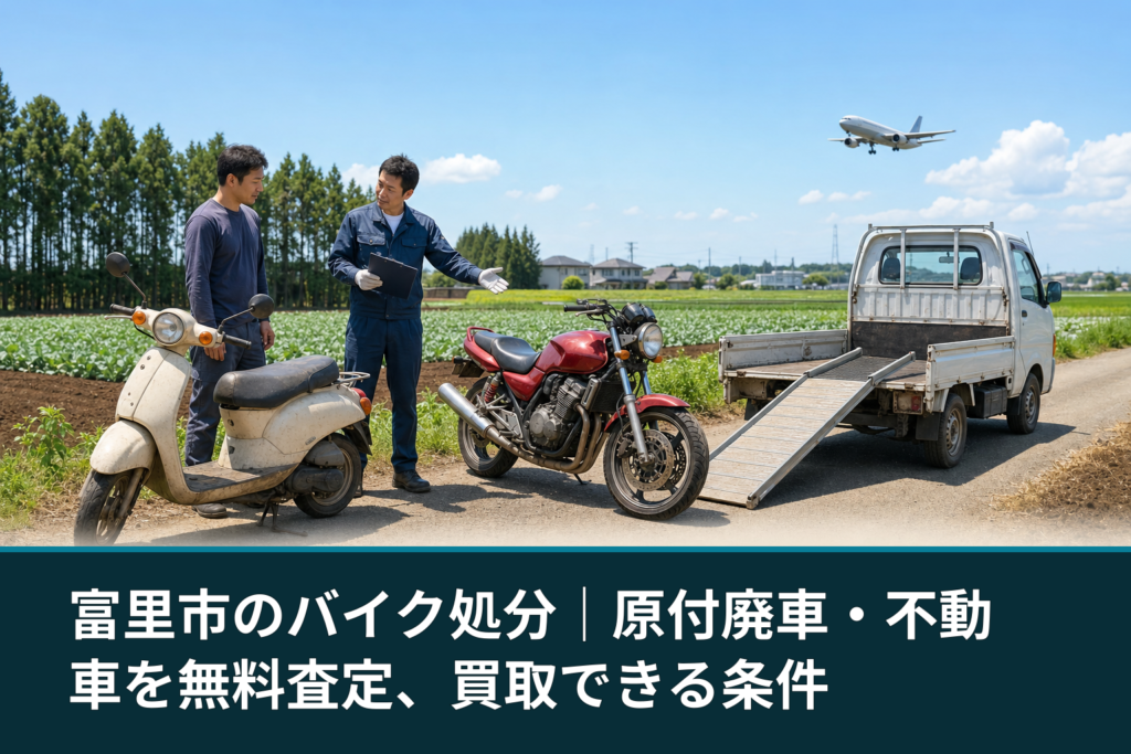 富里市のバイク処分｜原付廃車・不動車を無料査定、買取できる条件