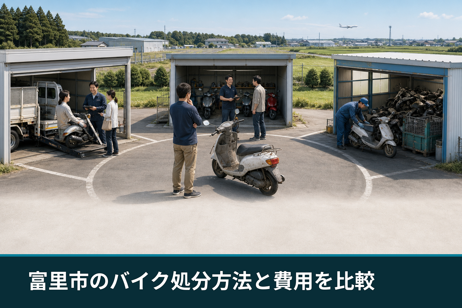 富里市のバイク処分方法と費用を比較