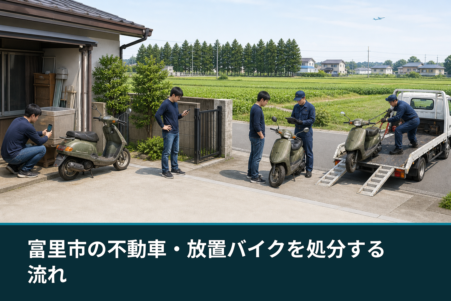 富里市の不動車・放置バイクを処分する流れ
