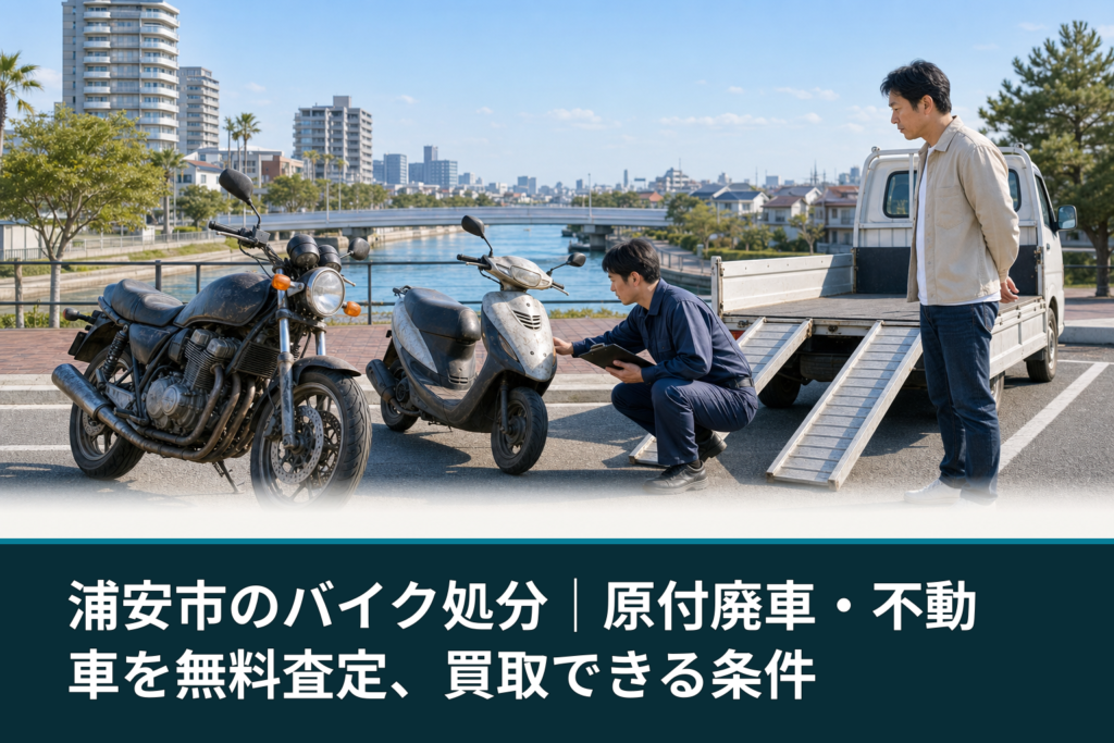 浦安市のバイク処分｜原付廃車・不動車を無料査定、買取できる条件