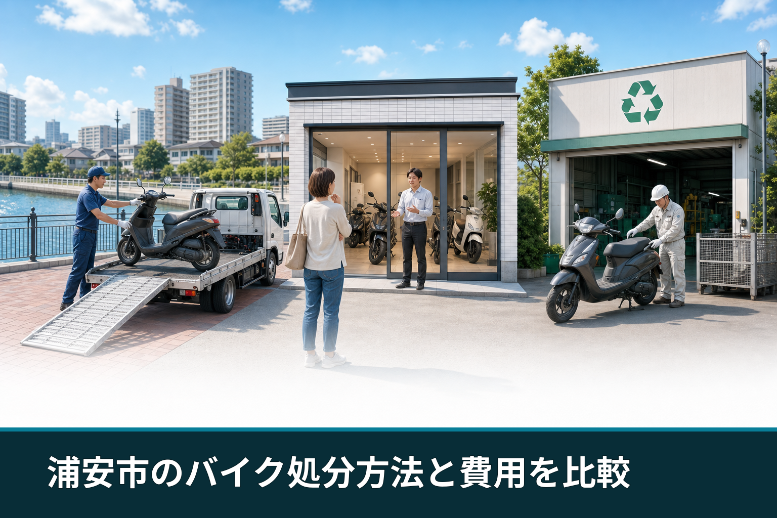 浦安市のバイク処分方法と費用を比較