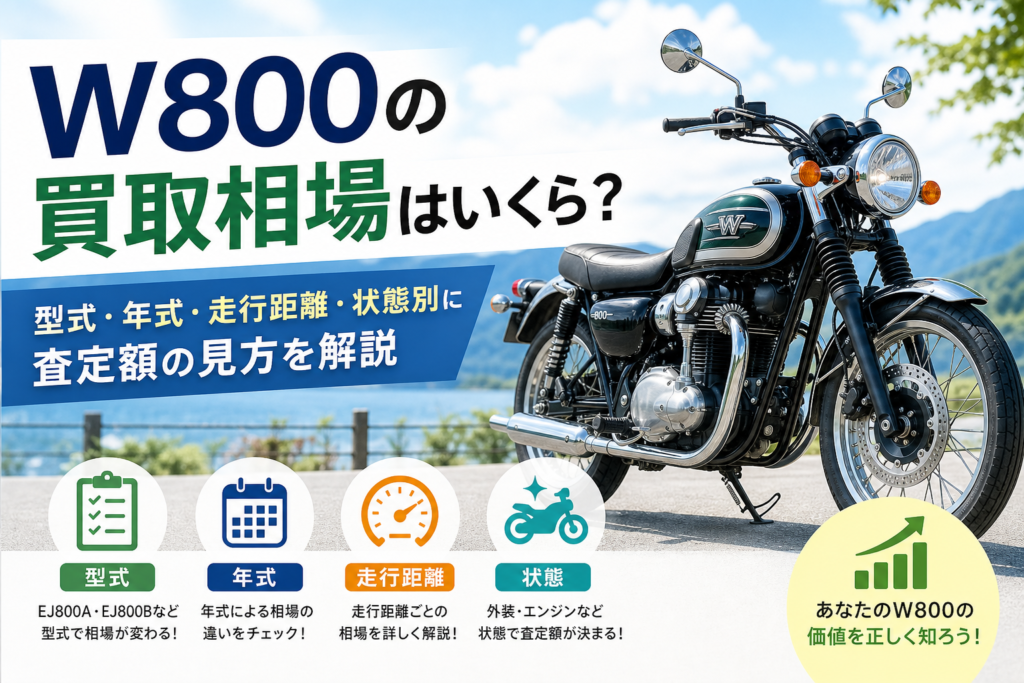 W800の買取相場はいくら？型式・年式・走行距離・状態別に査定額の見方を解説