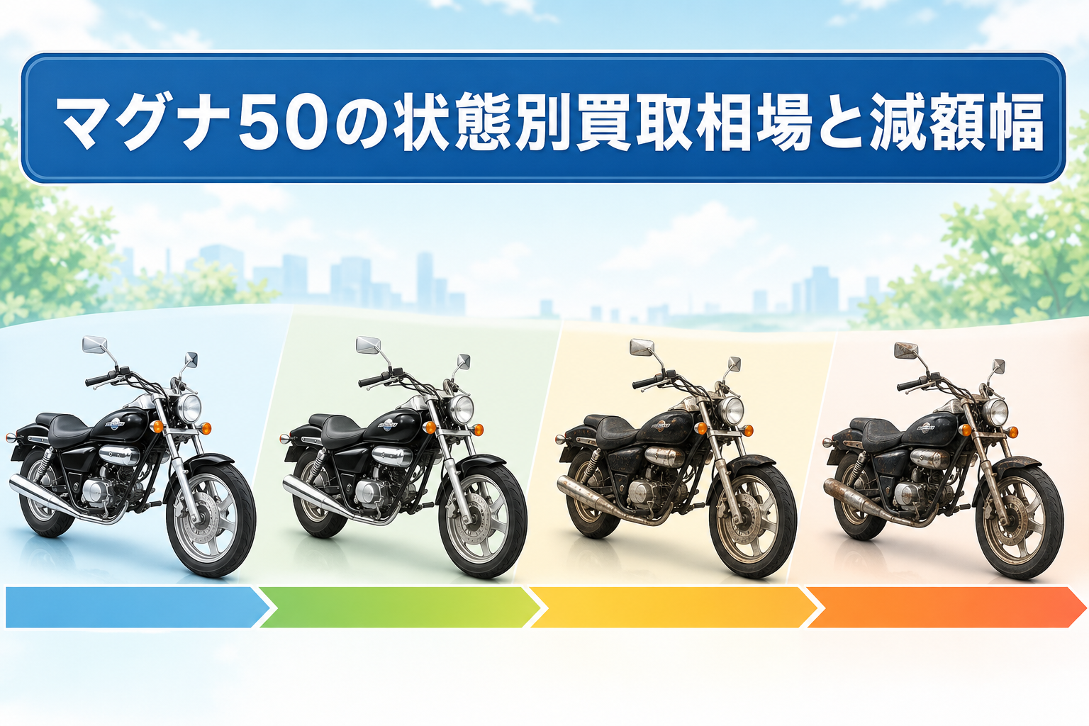マグナ50の状態別買取相場と減額幅