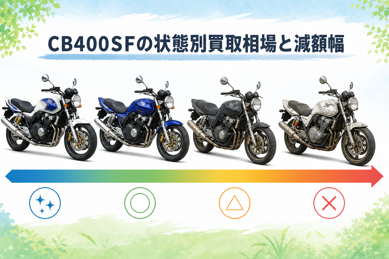 CB400SFの状態別買取相場と減額幅