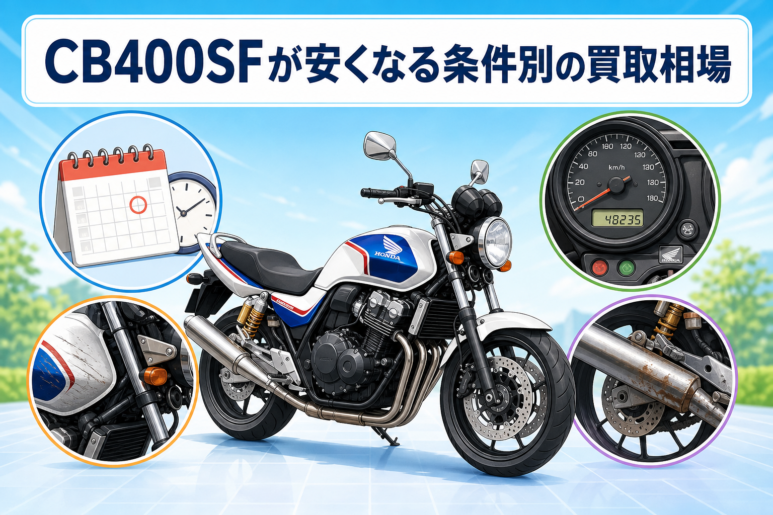 CB400SFが安くなる条件別の買取相場