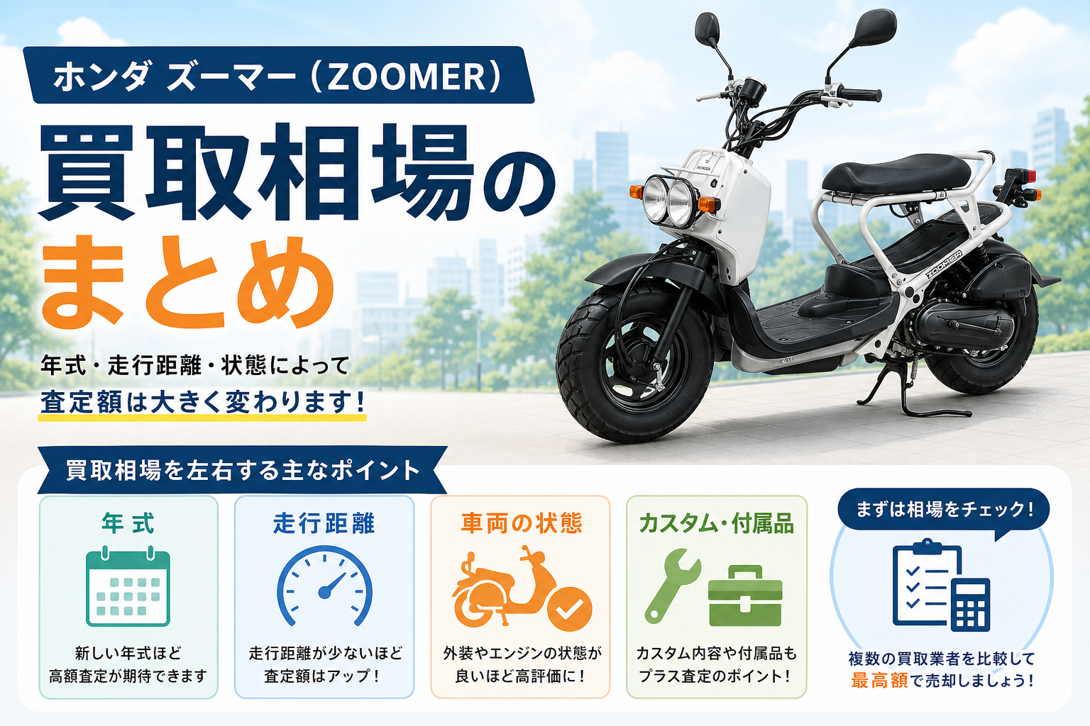 ホンダ ズーマー(ZOOMER)買取相場のまとめ