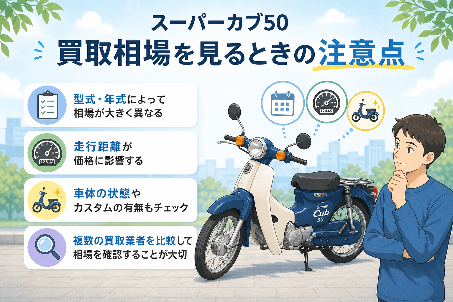 スーパーカブ50買取相場を見るときの注意点