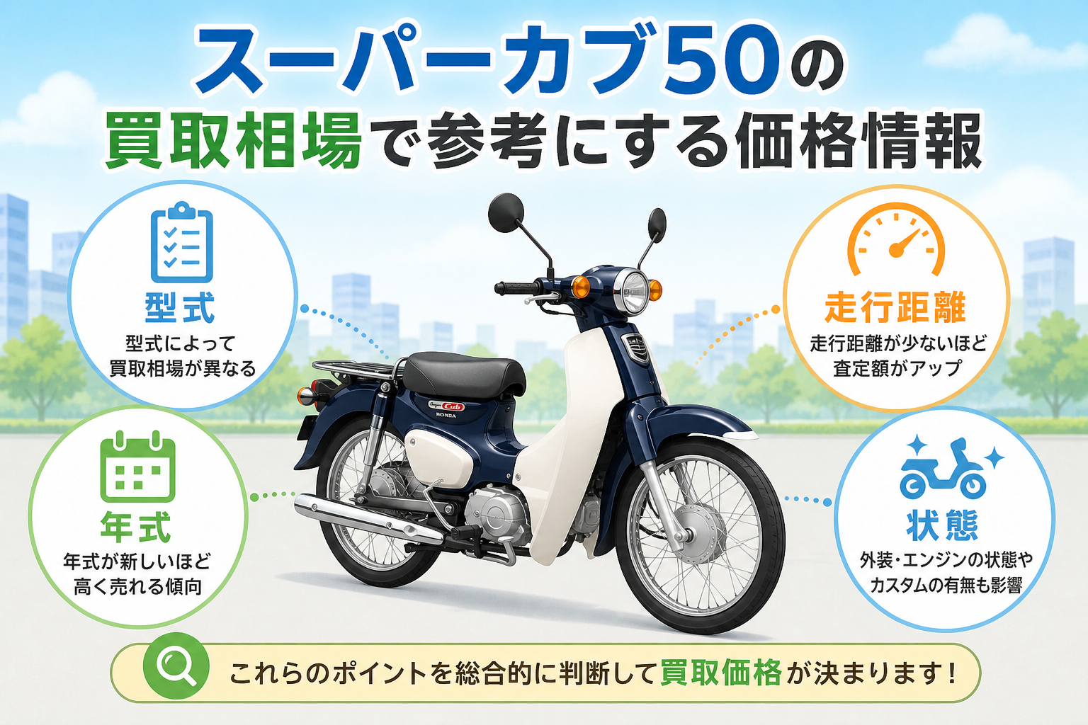 スーパーカブ50の買取相場で参考にする価格情報