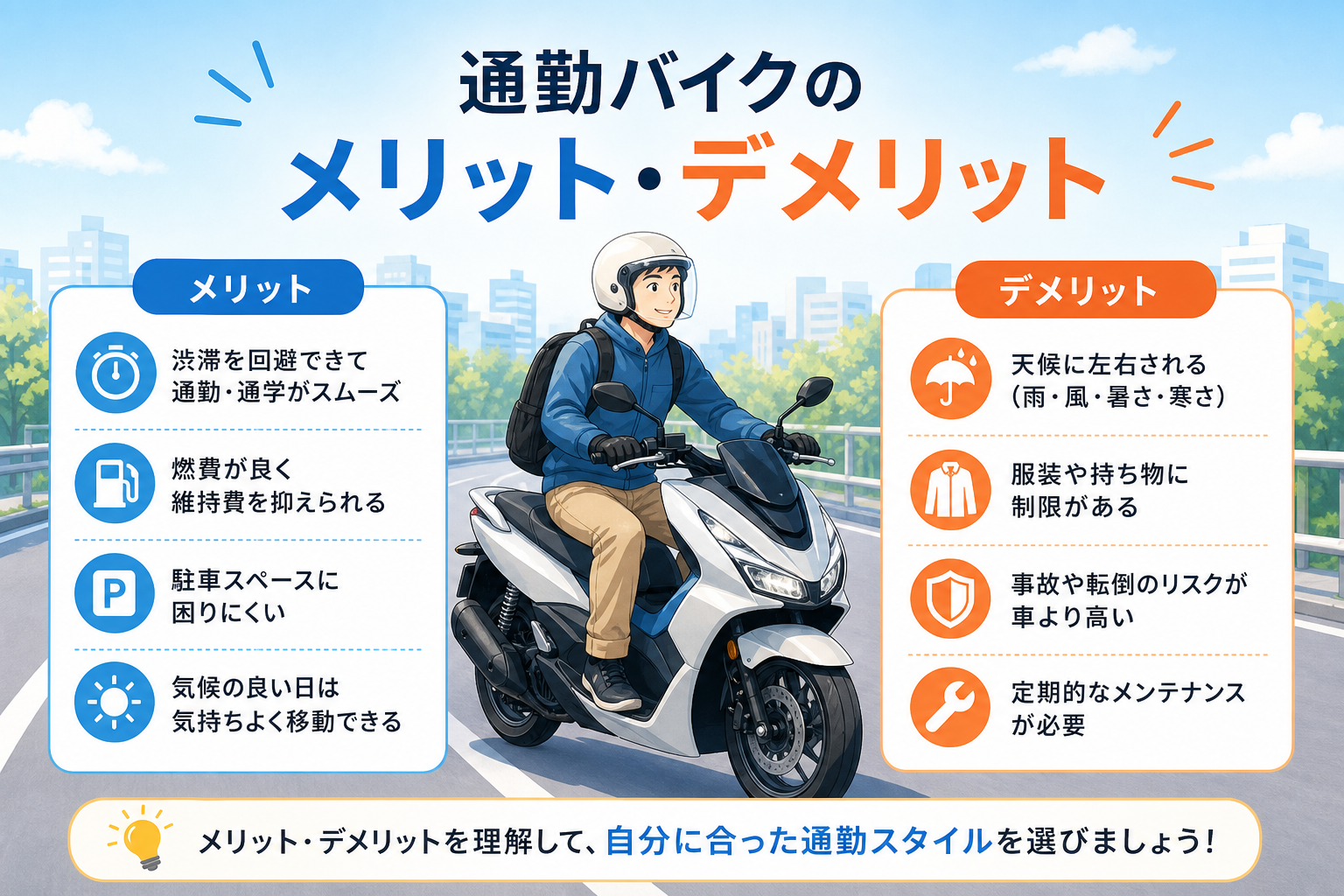 通勤バイクのメリット・デメリット