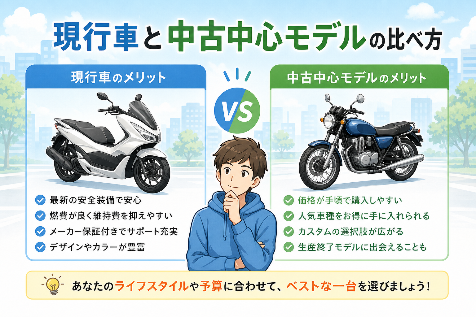 現行車と中古中心モデルの比べ方