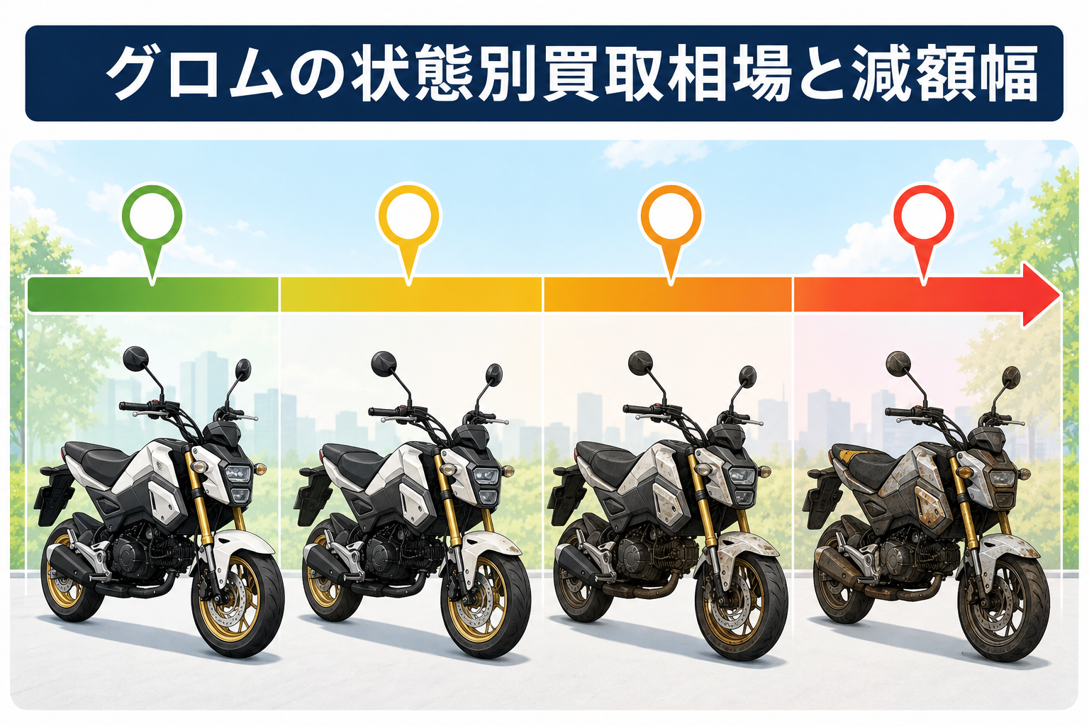 グロムの状態別買取相場と減額幅