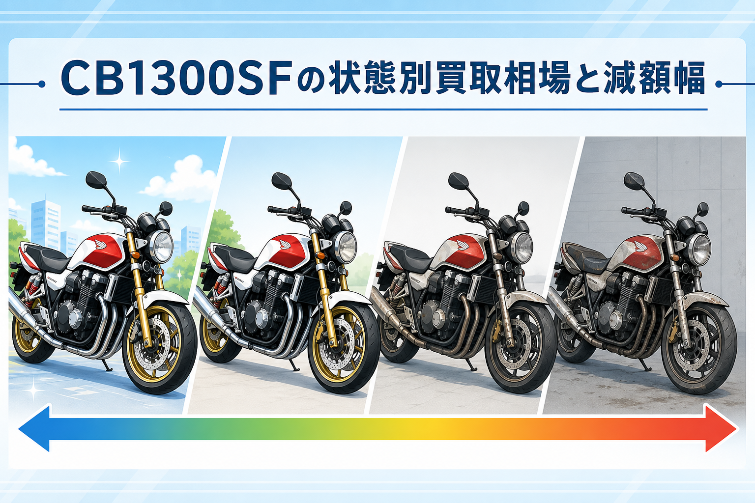 CB1300SFの状態別買取相場と減額幅
