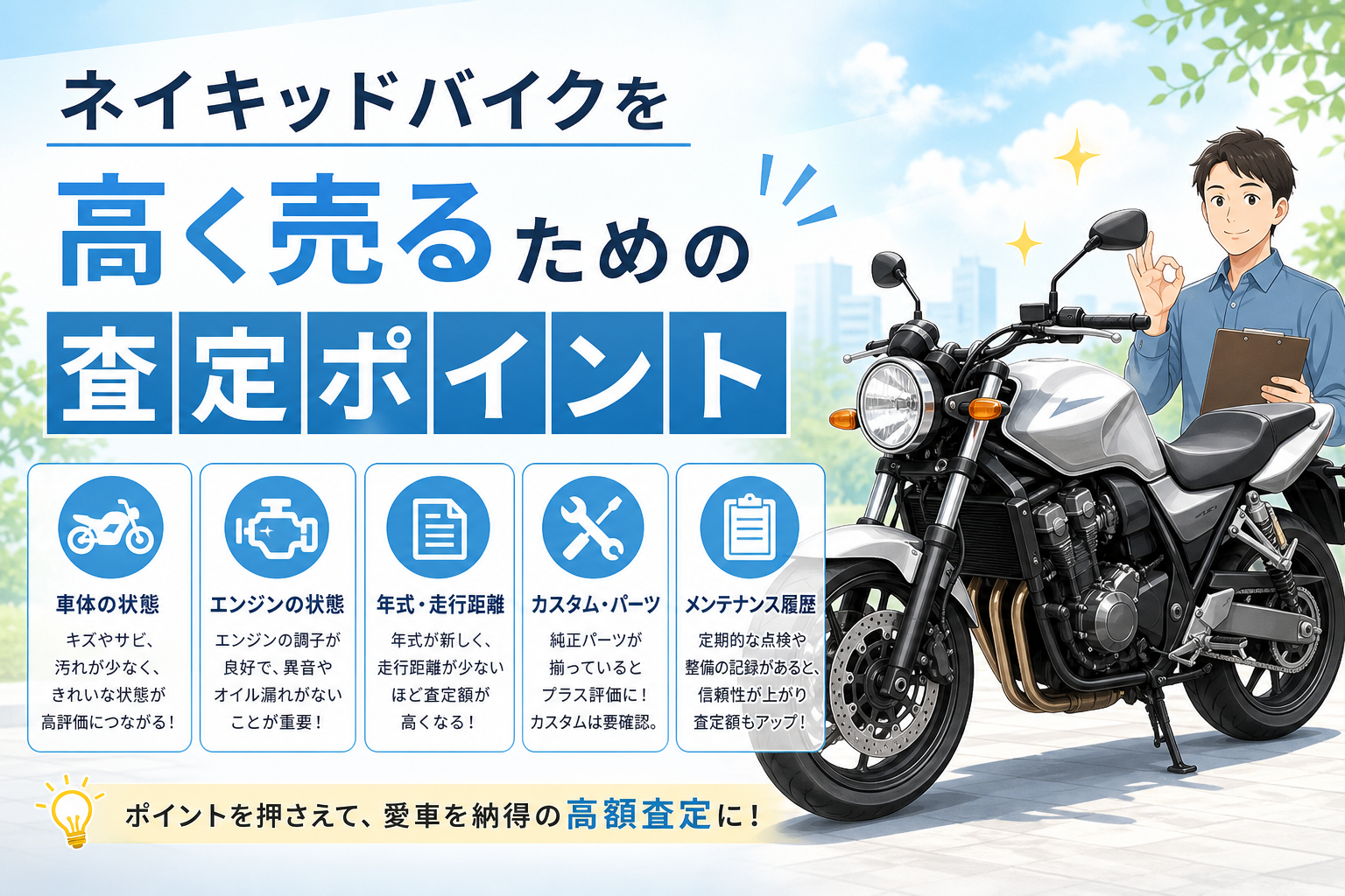 ネイキッドバイクを高く売るための査定ポイント