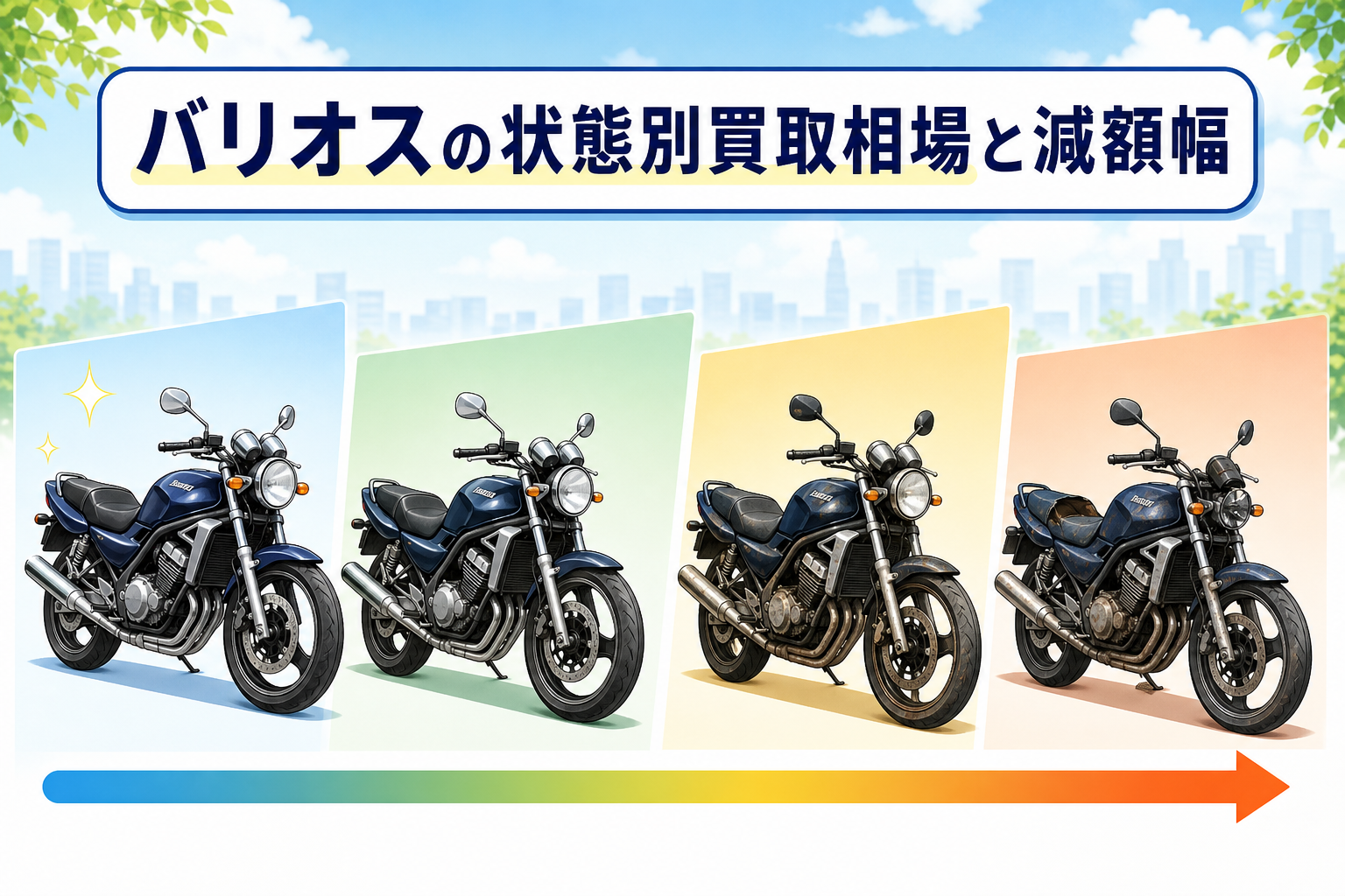 バリオスの状態別買取相場と減額幅