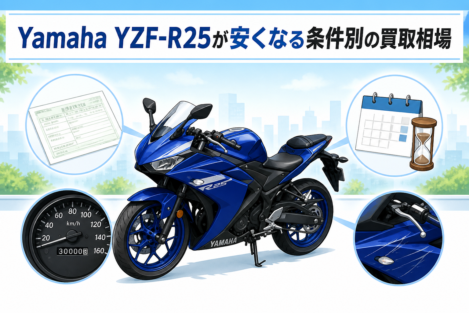 Yamaha YZF-R25が安くなる条件別の買取相場