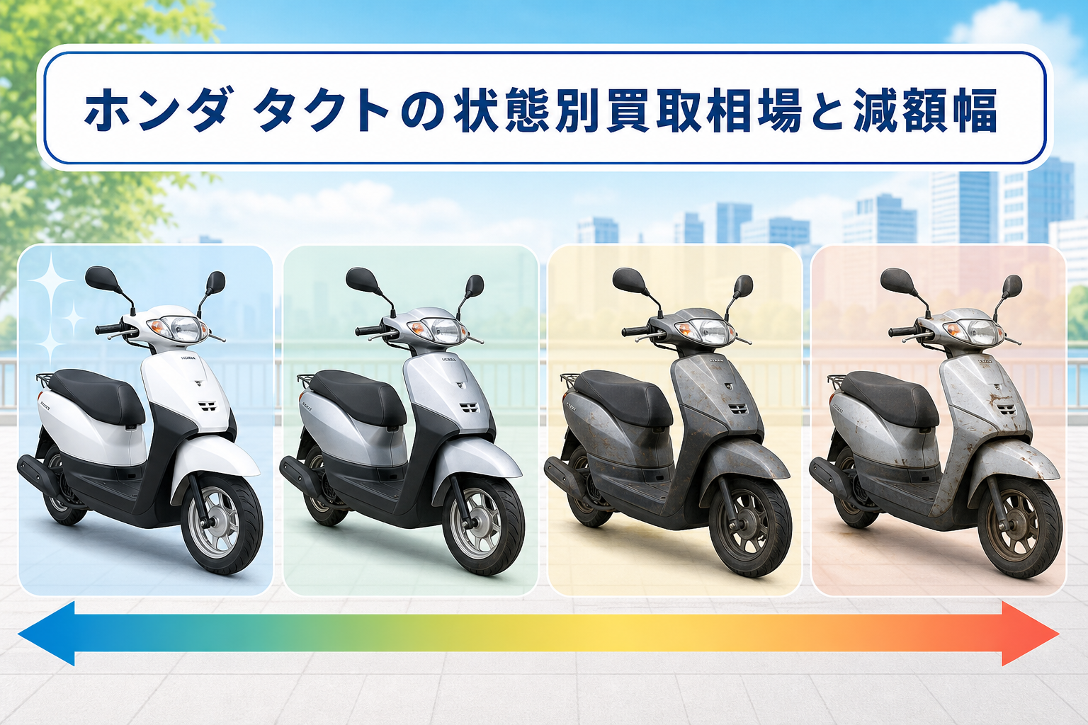 ホンダ タクトの状態別買取相場と減額幅