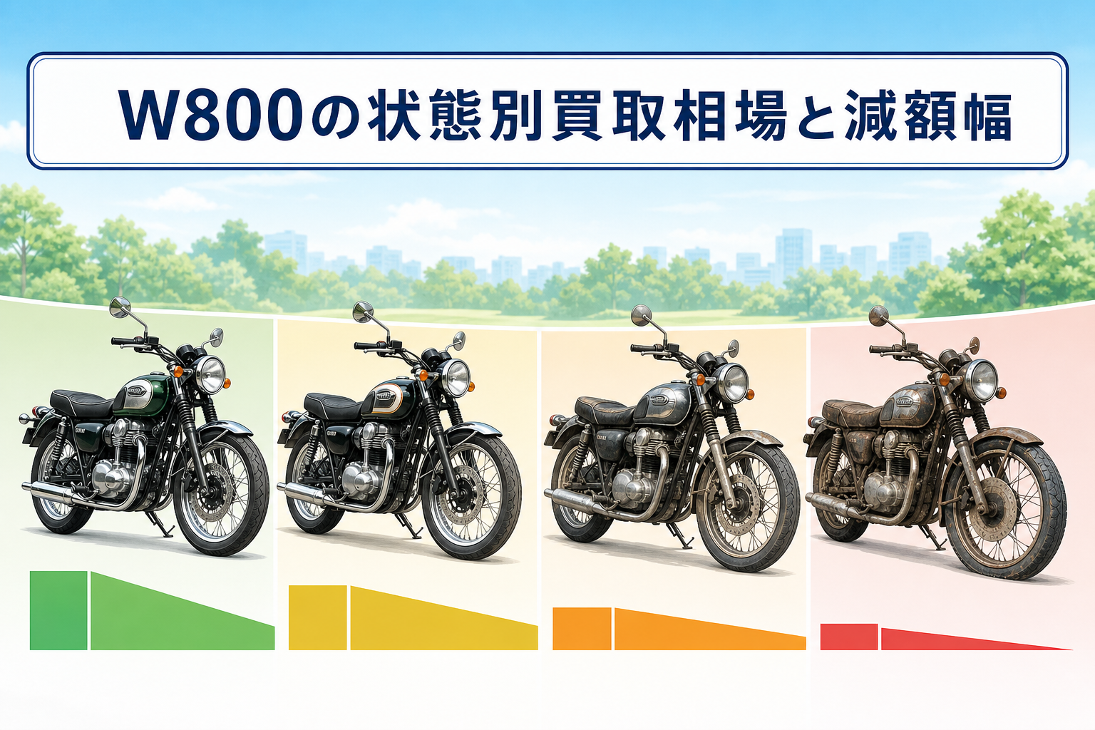 W800の状態別買取相場と減額幅