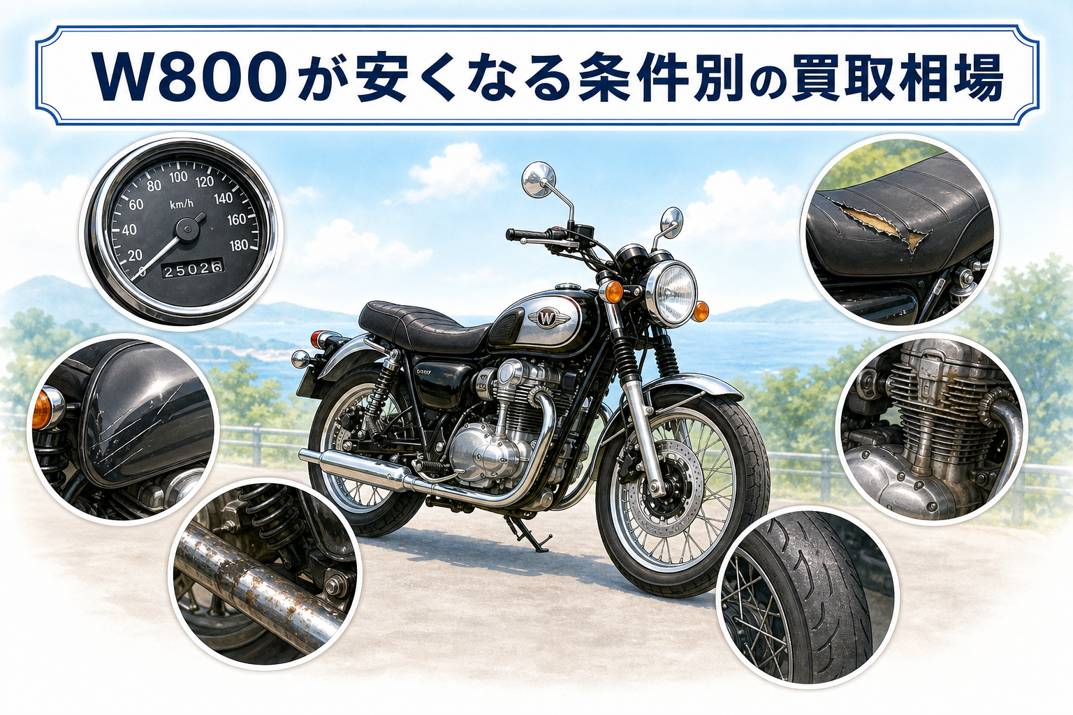 W800が安くなる条件別の買取相場