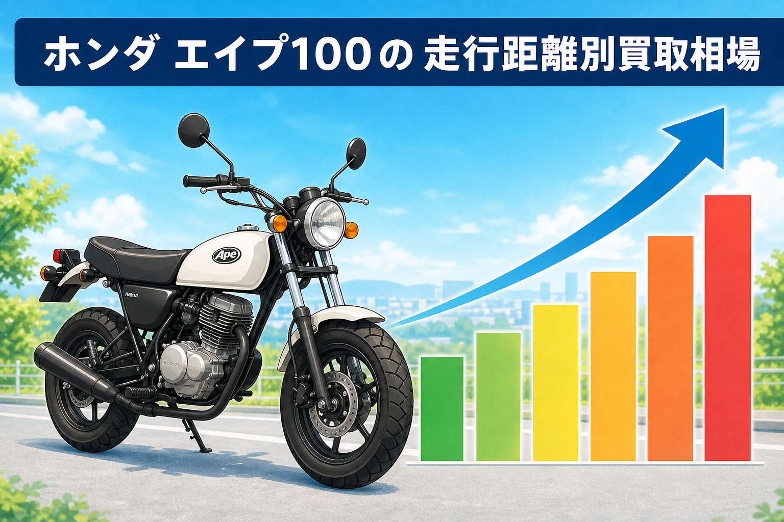 ホンダ エイプ100の走行距離別買取相場