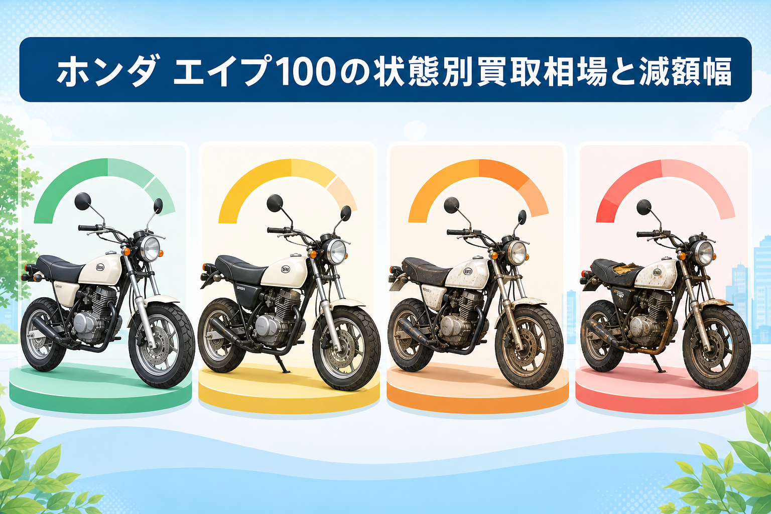 ホンダ エイプ100の状態別買取相場と減額幅