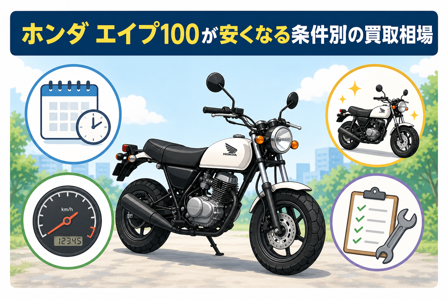 ホンダ エイプ100が安くなる条件別の買取相場