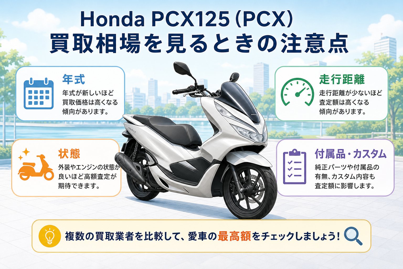 Honda PCX125（PCX）買取相場を見るときの注意点
