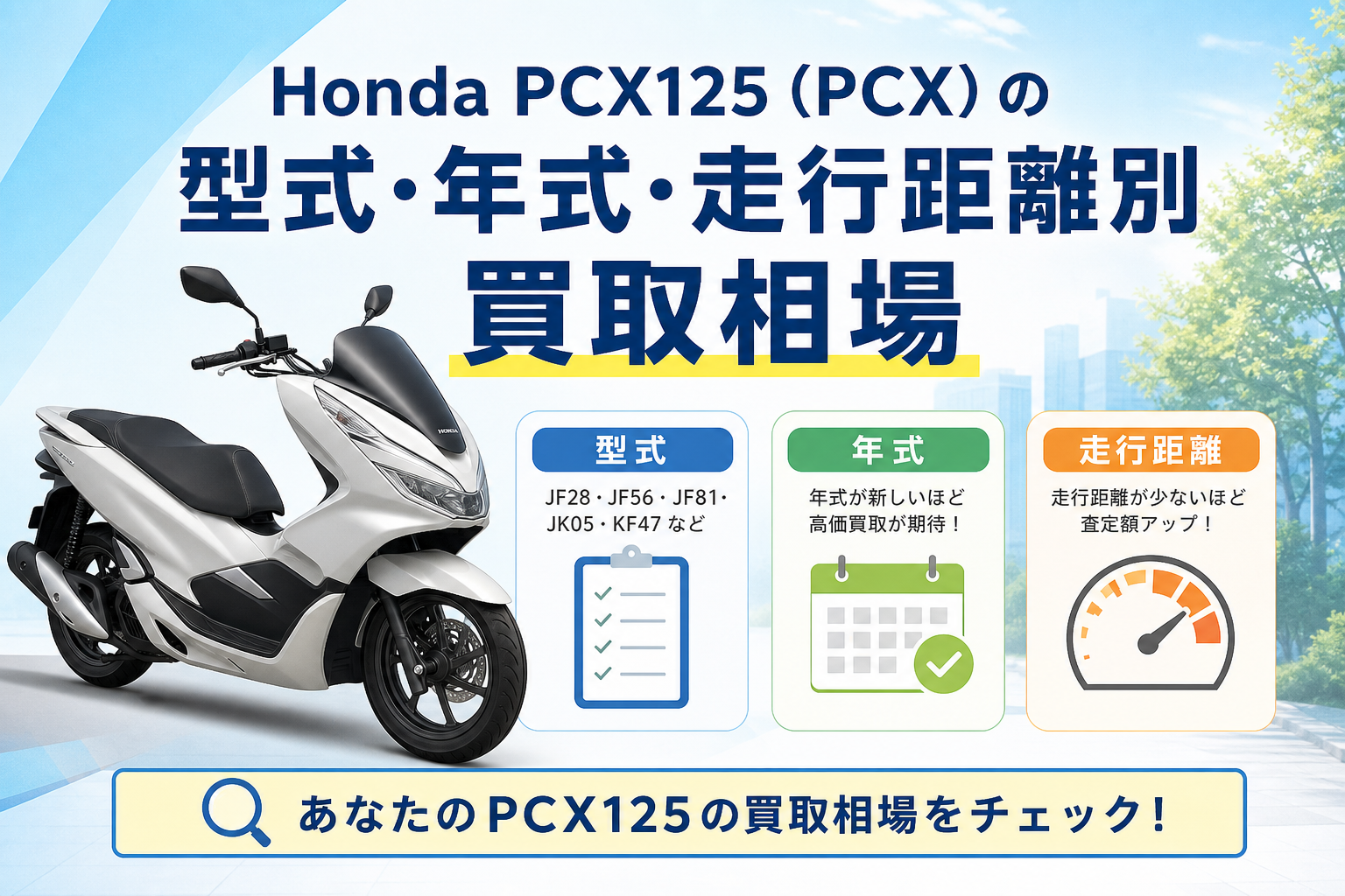 Honda PCX125（PCX）の型式・年式・走行距離別買取相場