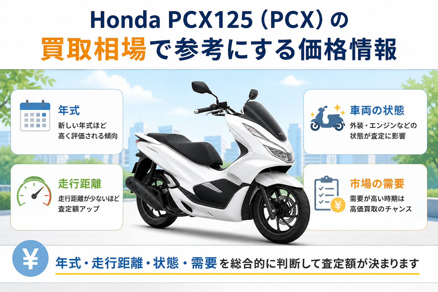 Honda PCX125（PCX）の買取相場で参考にする価格情報