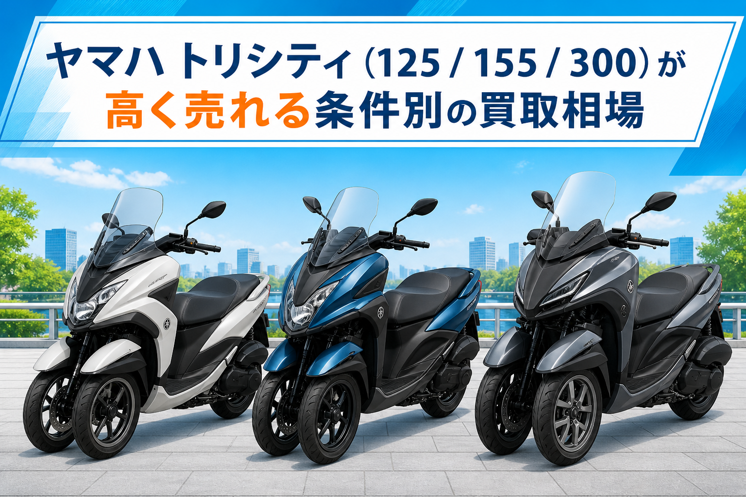 ヤマハ トリシティ(125 / 155 / 300)が高く売れる条件別の買取相場