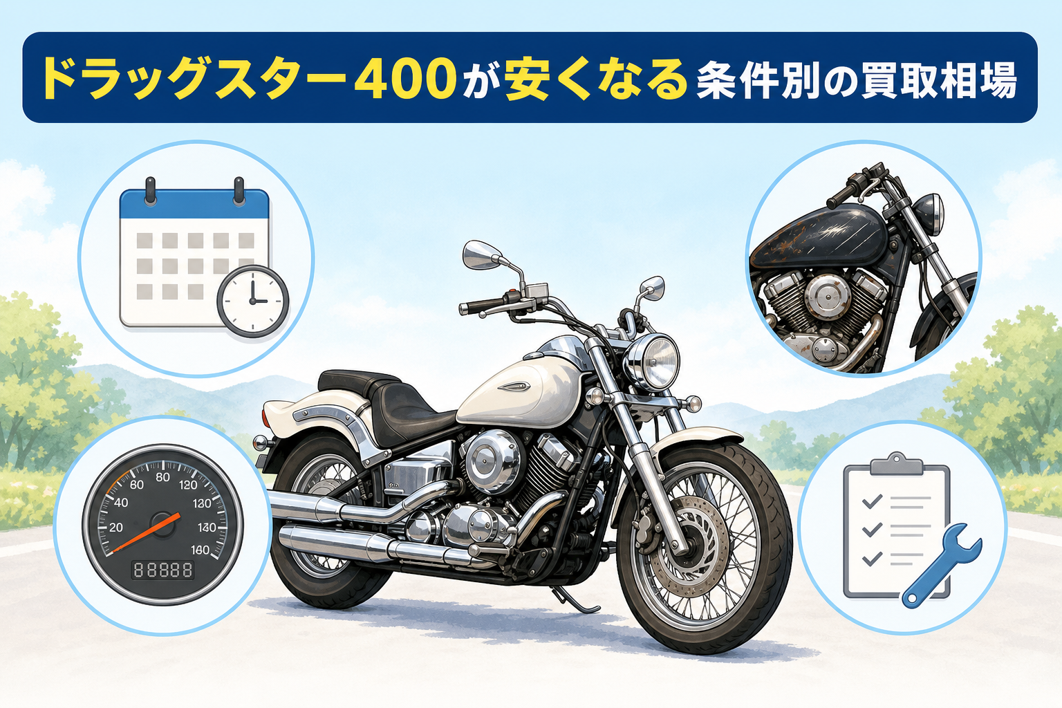 ドラッグスター400が安くなる条件別の買取相場