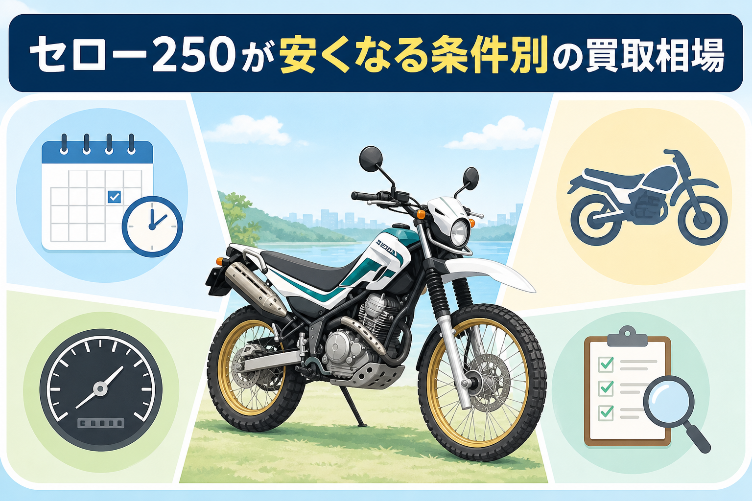 セロー250が安くなる条件別の買取相場