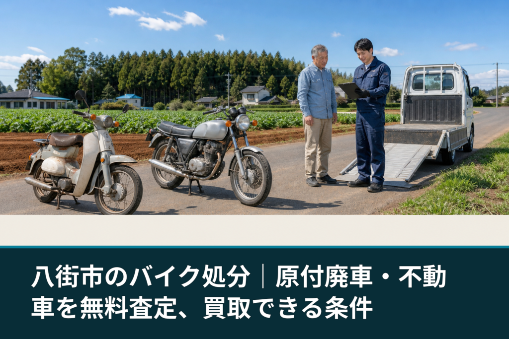 八街市のバイク処分｜原付廃車・不動車を無料査定、買取できる条件