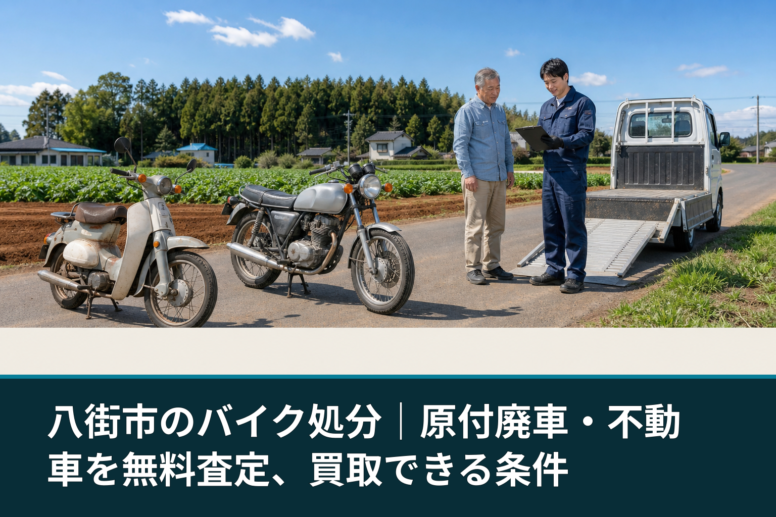 八街市のバイク処分｜原付廃車・不動車を無料査定、買取できる条件