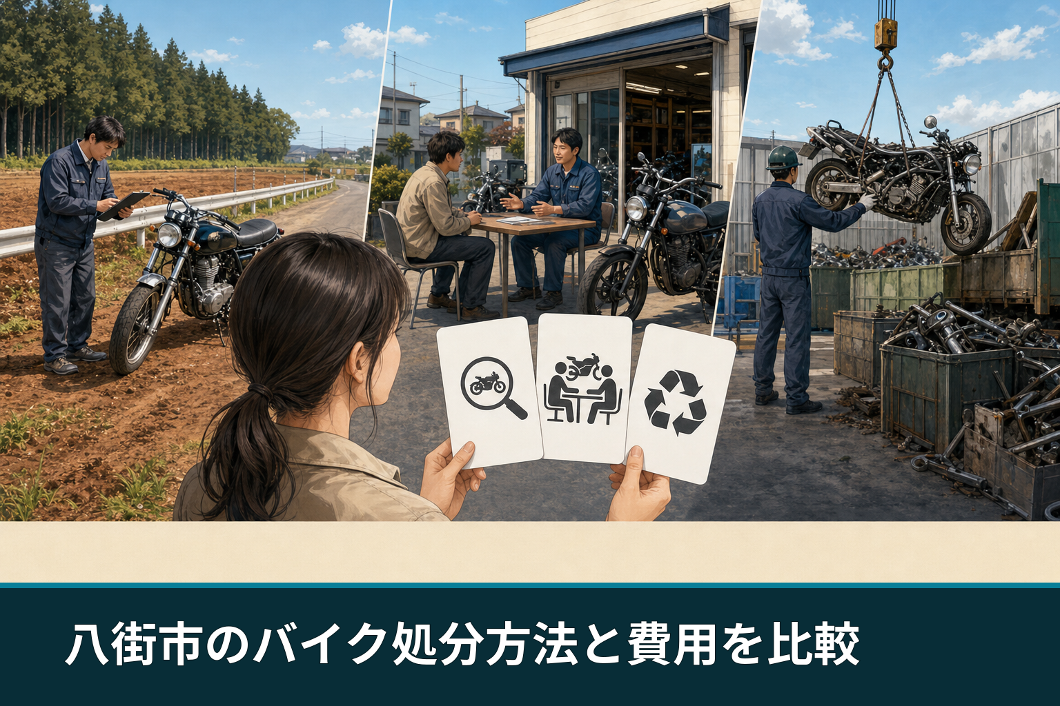 八街市のバイク処分方法と費用を比較