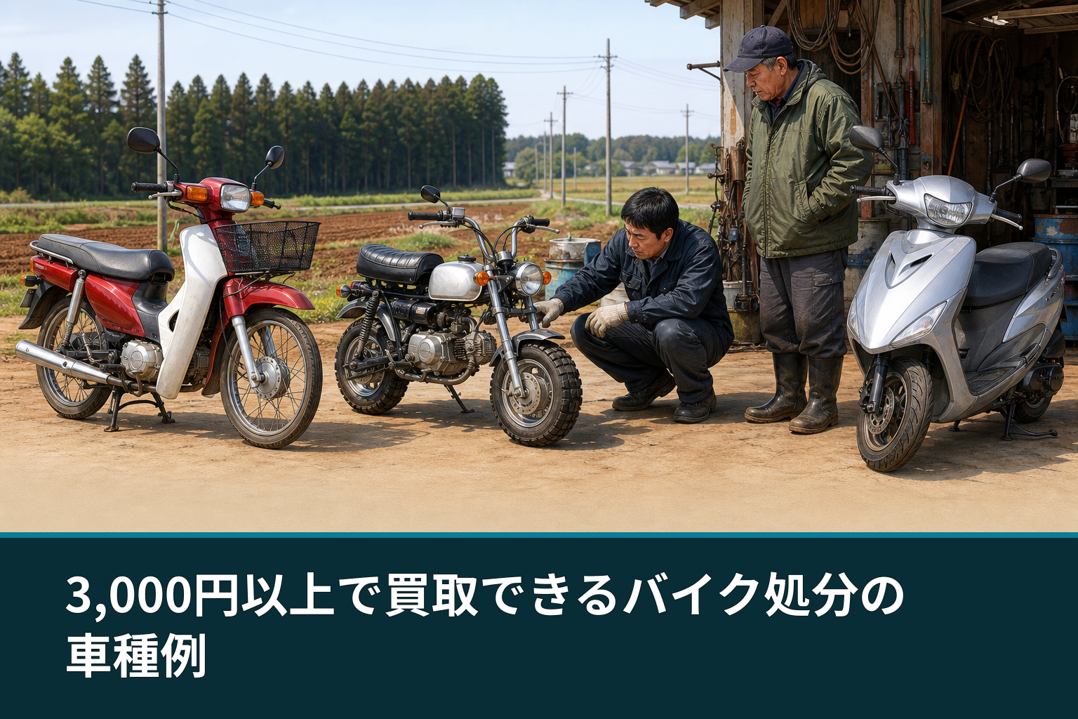 3,000円以上で買取できるバイク処分の車種例