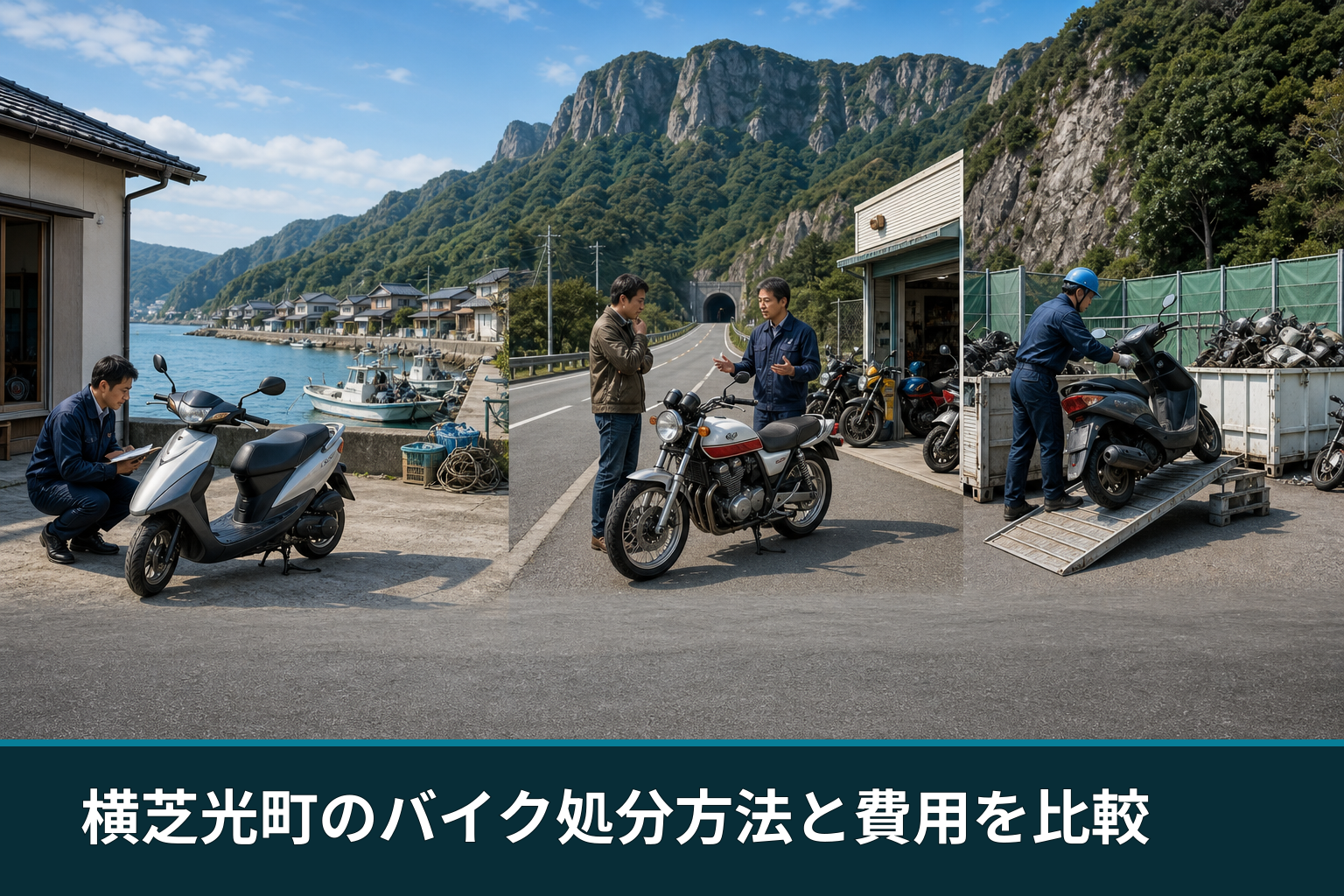 横芝光町のバイク処分方法と費用を比較
