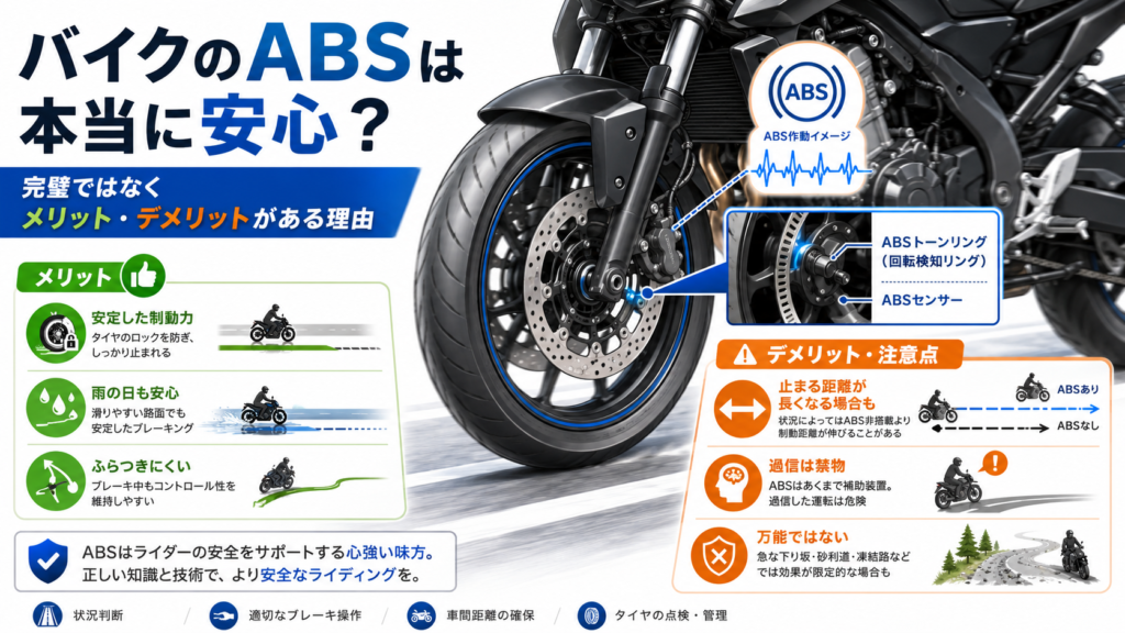 バイクのABSは本当に安心？完璧ではなくメリット・デメリットがある理由