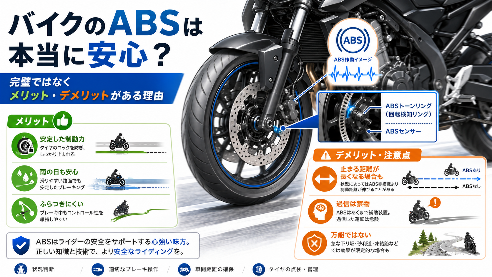 バイクのABSは本当に安心？完璧ではなくメリット・デメリットがある理由