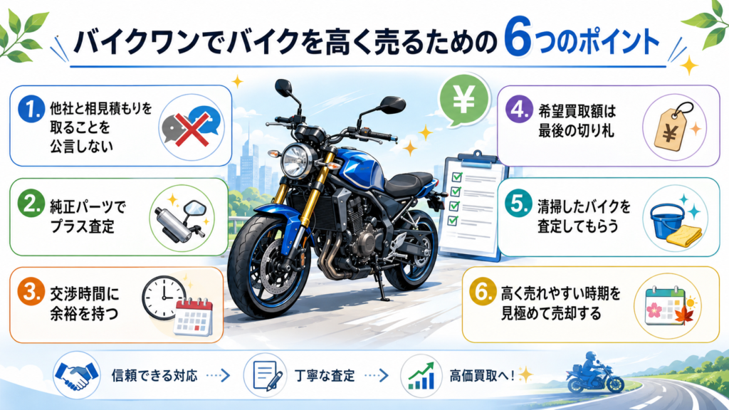 バイクワンでバイクを高く売るための6つのポイント